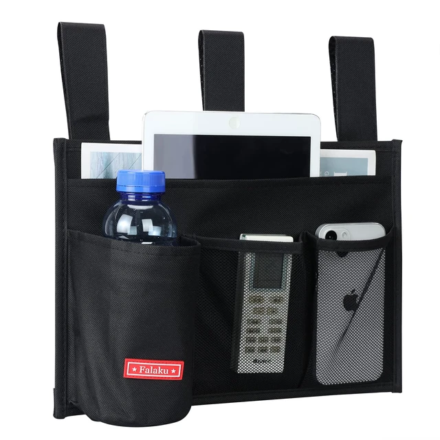 Alt view image 3 of 7 - Hanging Bedside Caddy,Bedside Organizer Caddy for Bed Rails(Classic 4 Pockets-Black)