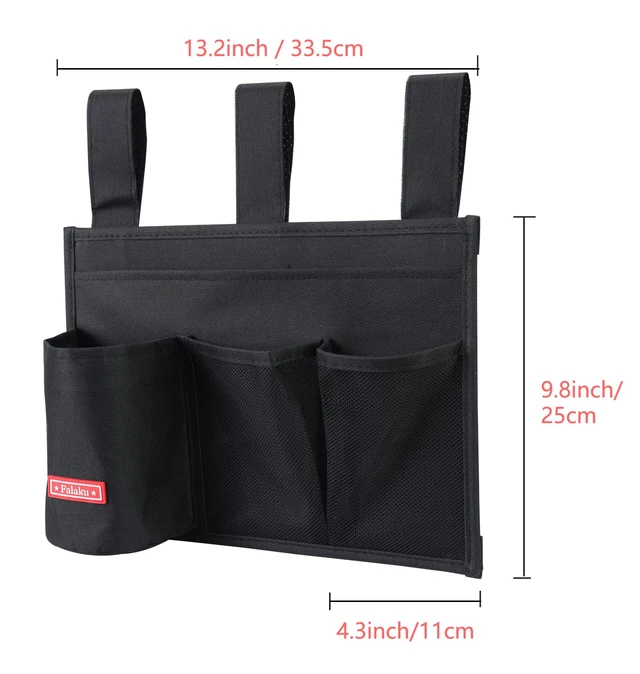 Alt view image 4 of 7 - Hanging Bedside Caddy,Bedside Organizer Caddy for Bed Rails(Classic 4 Pockets-Black)