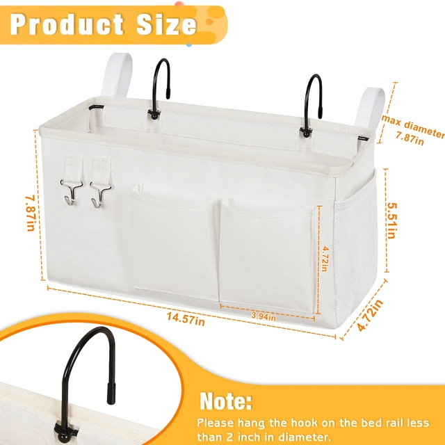 Alt view image 3 of 6 - Bedside Caddy, Bedside Storage Bag Hanging Organizer for Bunk Bed | Bed Caddy with Fixed Straps and Water Bottle Holder for Home, College Dorm, Bunk Bed, Hospital Bed and Crib Bed Rails