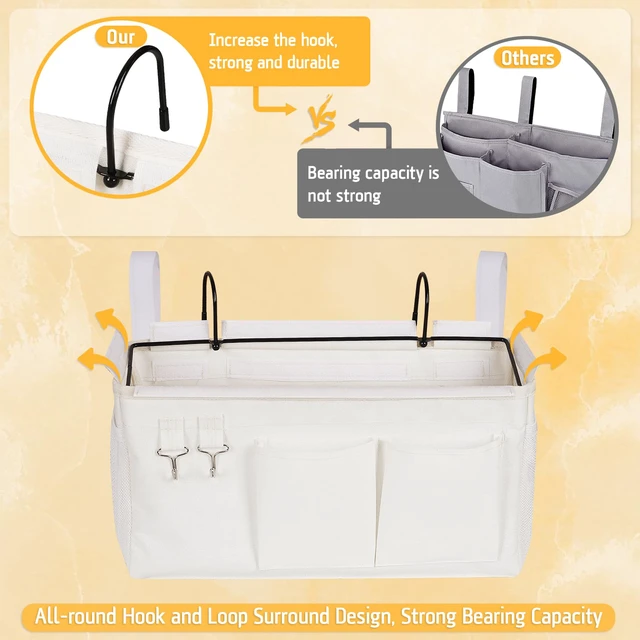 Alt view image 5 of 6 - Bedside Caddy, Bedside Storage Bag Hanging Organizer for Bunk Bed | Bed Caddy with Fixed Straps and Water Bottle Holder for Home, College Dorm, Bunk Bed, Hospital Bed and Crib Bed Rails