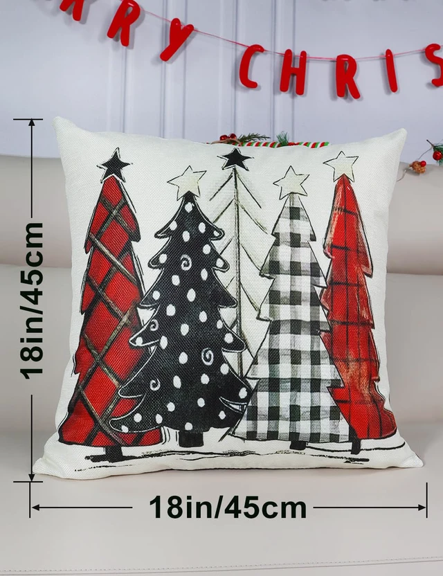 Alt view image 7 of 7 - Christmas Pillow Covers 18x18 4Pcs Double-Sided Print Home Decor | 8 Chritmas Patterns, Soft Cozy Fabric with Santa Claus,Christmas Tree, Snowflake, Winter Decor, For Porch Sofa Bed Livingroom