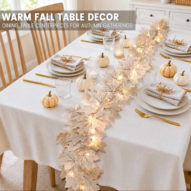 Alt view image 6 of 7 - Fall Decor 2 Pack Lighted Fall Garland with Lights Battery Operated (White) | Fall Decorations for Home