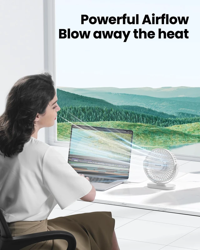 Alt view image 2 of 7 - USB Desk Fan, 5.5 Inch Quiet 3 Speeds Small Portable Fan White | USB Powered, 5ft Cable, Mini Personal Desktop Table Fans, Powerful Cooling for Home, Office, Travel, Car, Indoor, Outdoor