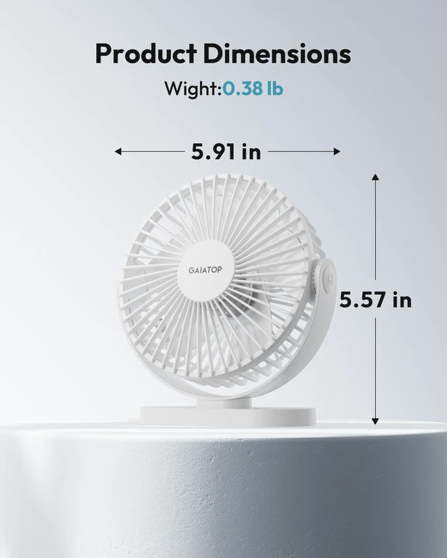 Alt view image 7 of 7 - USB Desk Fan, 5.5 Inch Quiet 3 Speeds Small Portable Fan White | USB Powered, 5ft Cable, Mini Personal Desktop Table Fans, Powerful Cooling for Home, Office, Travel, Car, Indoor, Outdoor