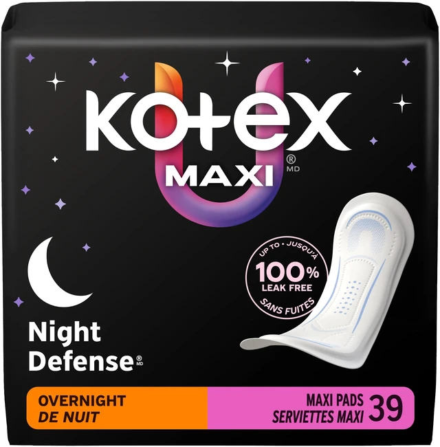 Main image of Overnight Maxi Pads, 39 Count | Period Pad, Xpress Dri Core, Night Defense, Back Barrier, Side Guards, Breathable Soft Touch Cover, Clean & Dry Feel
