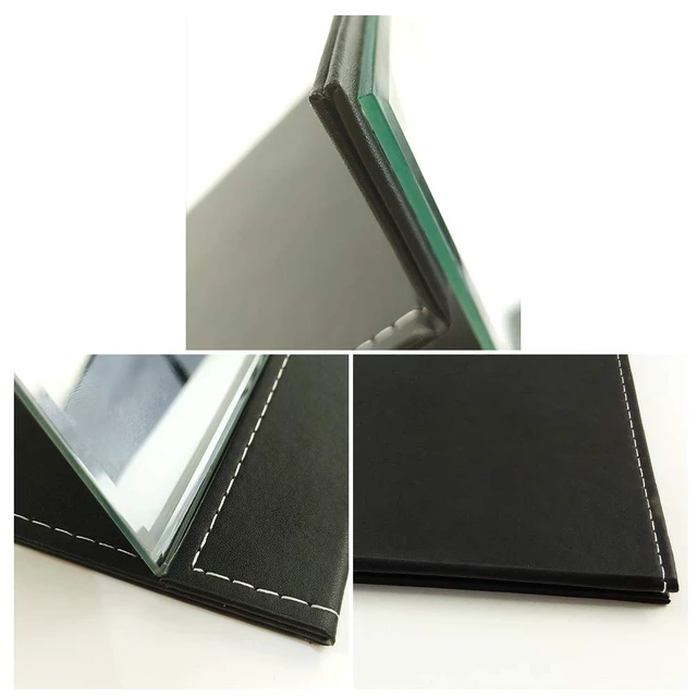 Alt view image 4 of 7 - 10x7 Inches Portable Folding Makeup Mirror with Cosmetic Desktop Standing for Travel, Vanity Table, Room Decor, Beauty Gifts, Black