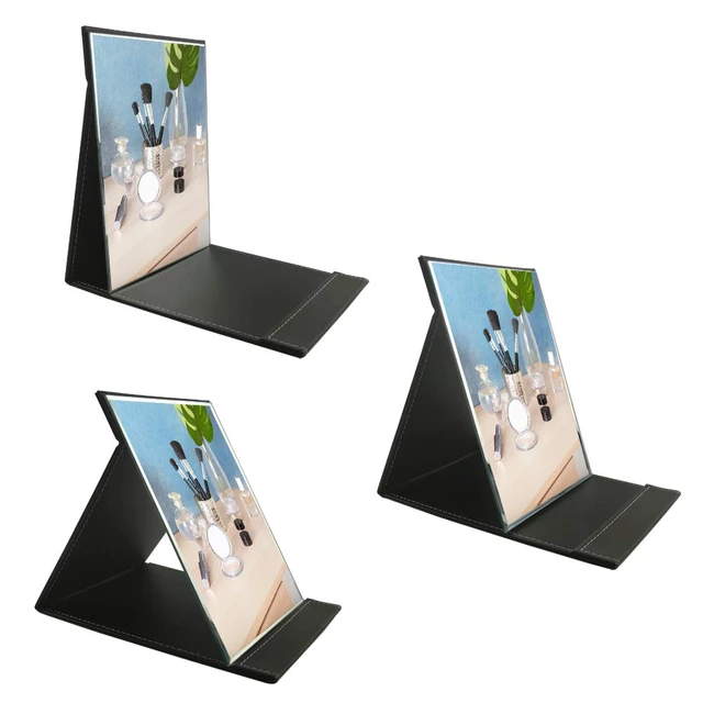 Alt view image 7 of 7 - 10x7 Inches Portable Folding Makeup Mirror with Cosmetic Desktop Standing for Travel, Vanity Table, Room Decor, Beauty Gifts, Black