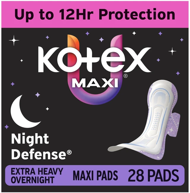 Main image of Overnight Maxi Pads, Wings, Extra Heavy, 28 Count | Period Pad, Xpress Dri Core, Night Defense, Back Barrier, Side Guards, Breathable Soft Touch Cover, Clean & Dry Feel