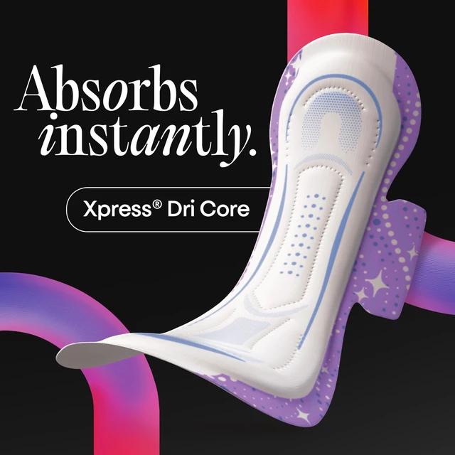 Alt view image 2 of 7 - Overnight Maxi Pads, Wings, Extra Heavy, 28 Count | Period Pad, Xpress Dri Core, Night Defense, Back Barrier, Side Guards, Breathable Soft Touch Cover, Clean & Dry Feel