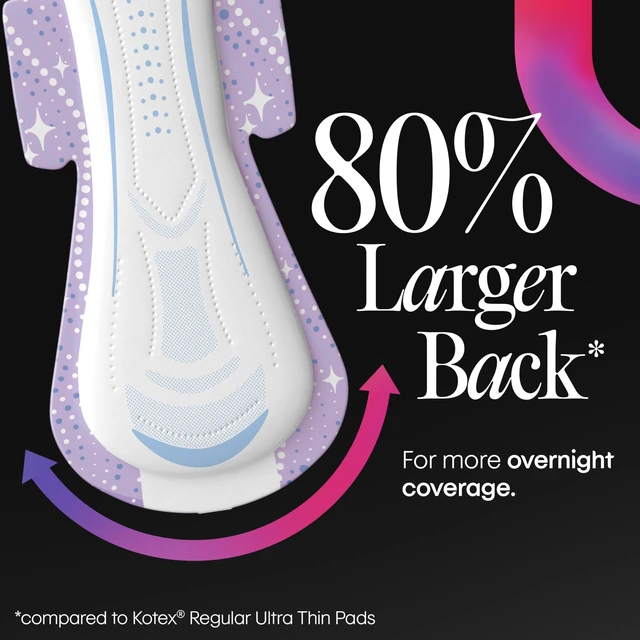 Alt view image 3 of 7 - Overnight Maxi Pads, Wings, Extra Heavy, 28 Count | Period Pad, Xpress Dri Core, Night Defense, Back Barrier, Side Guards, Breathable Soft Touch Cover, Clean & Dry Feel