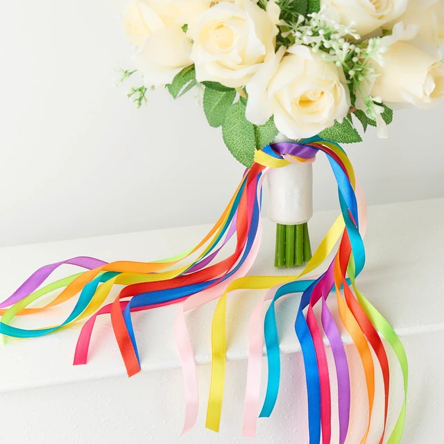 Alt view image 4 of 7 - Rainbow Satin Ribbon, 3/8 Inch x 10 Rolls, 100 Yards Total | Colorful Ribbons for gift Wrapping, Bouquets, Crafts, Hair Bows, Wedding Decorations