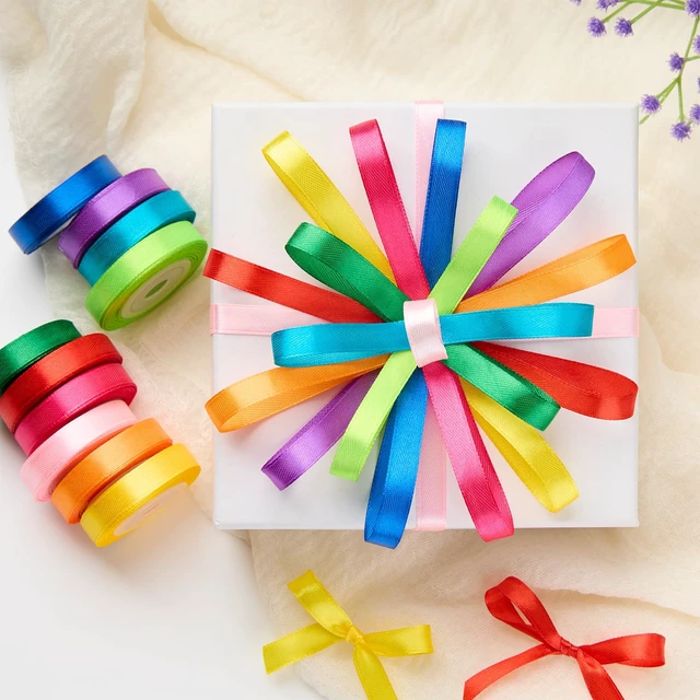 Alt view image 3 of 7 - Rainbow Satin Ribbon, 3/8 Inch x 10 Rolls, 100 Yards Total | Colorful Ribbons for gift Wrapping, Bouquets, Crafts, Hair Bows, Wedding Decorations