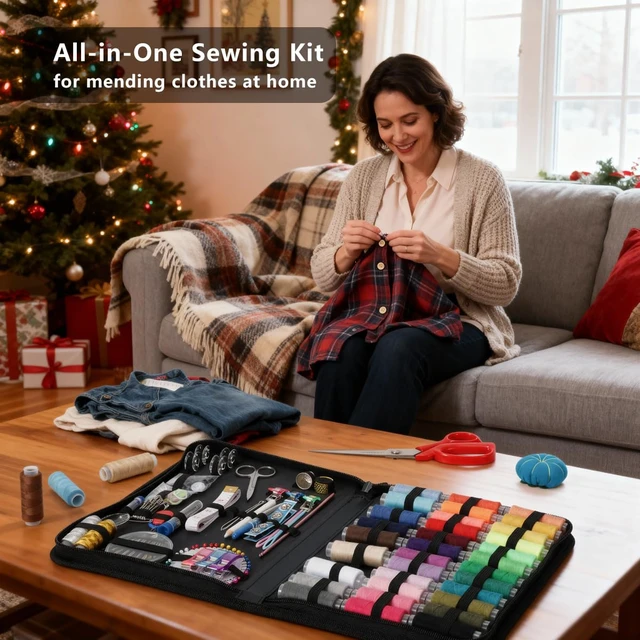 Alt view image 2 of 7 - Large Sewing Kit for Adults: 2-Year Supply for Home Hand Mending | 251 Pcs Complete Needle Thread Kit - Heavy Duty Scissors - 45XL Thread - Oxford carrying case - Home Travel College Dorm