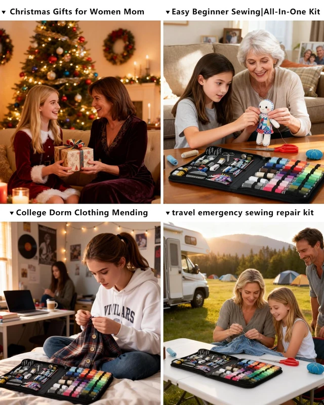 Alt view image 3 of 7 - Large Sewing Kit for Adults: 2-Year Supply for Home Hand Mending | 251 Pcs Complete Needle Thread Kit - Heavy Duty Scissors - 45XL Thread - Oxford carrying case - Home Travel College Dorm