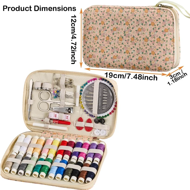 Alt view image 4 of 7 - Sewing Project Kits Floral Pattern Sewing Kit with 130PCS Sewing Supplies Accessories,Printing Sewing Set with Zipper Sewing Supplies Case,for Travel Emergency, Home
