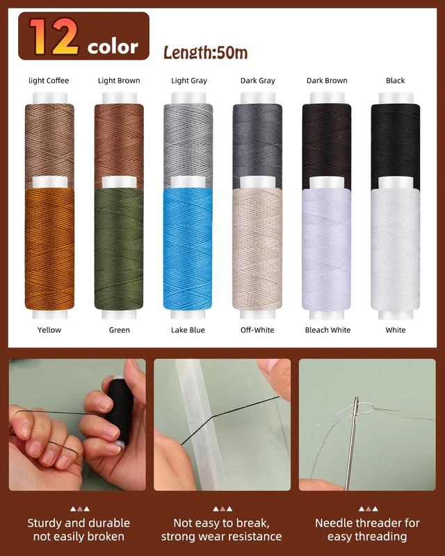 Alt view image 3 of 7 - Heavy Duty Sewing Kit, Needle and Thread Kit with Upholstery Thread Needles Sewing Awl Seam Ripper for Car Seats Carpets Shoes Backpacks DIY Crafting