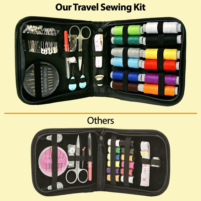 Alt view image 4 of 7 - Small Sewing Kit for Adults, Portable Needle & Thread Repair Set | Compact mini hand sewing kit with 12 thread colors, needles, scissors and buttons for quick clothing repairs at home or away