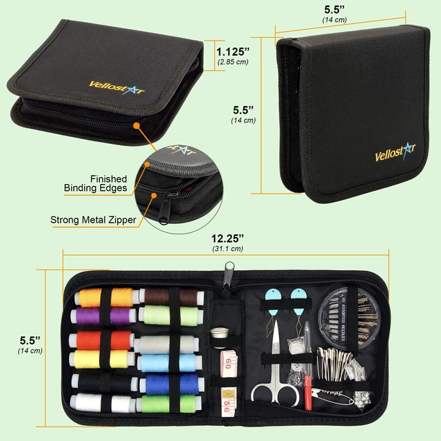 Alt view image 3 of 7 - Small Sewing Kit for Adults, Portable Needle & Thread Repair Set | Compact mini hand sewing kit with 12 thread colors, needles, scissors and buttons for quick clothing repairs at home or away