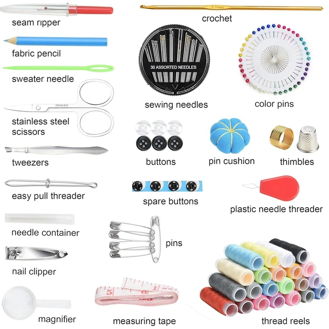 Alt view image 2 of 7 - Sewing Kit for Adults, Portable Needle & Thread Repair Kit | Complete Sewing Supplies & Accessories Set, BeginnerFriendly for Travel Emergency Home College Dorm Essentials (Black, M)