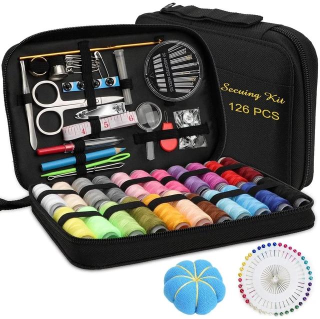 Main image of Sewing Kit for Adults, Portable Needle & Thread Repair Kit | Complete Sewing Supplies & Accessories Set, BeginnerFriendly for Travel Emergency Home College Dorm Essentials (Black, M)