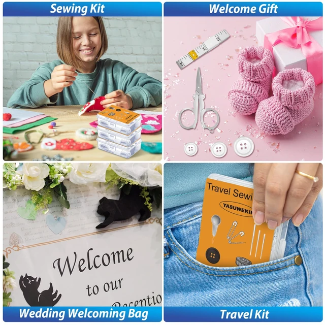 Alt view image 7 of 7 - 8 Pack Mini Travel Sewing Kits Bulk Small Emergency Sewing Kits Outdoor Survival Military Sewing Kits with Case for Wedding Operation Christmas Shoebox Stocking Stuffer Gift