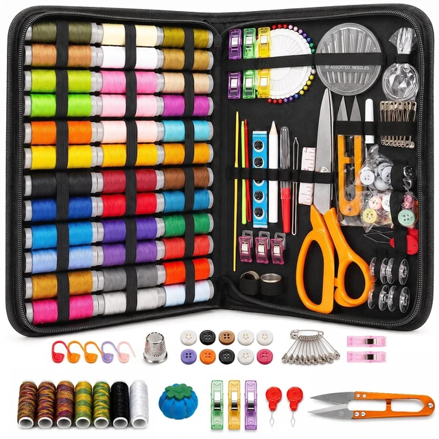 Main image of 205 PCS Sewing Kit for Adults with Portable Handbag, Black | Premium Needle And Thread Kit With Beautiful Gift Box For Beginners, Home, Travel, DIY And Repair