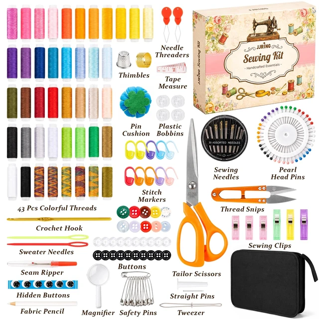 Alt view image 2 of 7 - 205 PCS Sewing Kit for Adults with Portable Handbag, Black | Premium Needle And Thread Kit With Beautiful Gift Box For Beginners, Home, Travel, DIY And Repair