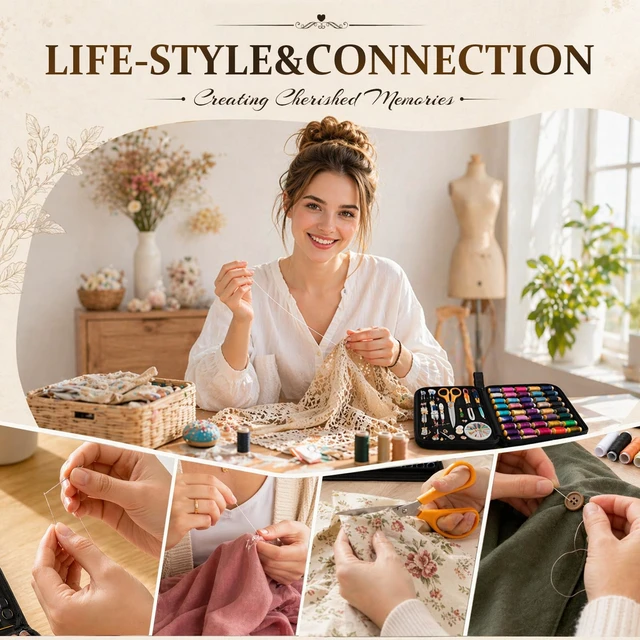 Alt view image 6 of 7 - 205 PCS Sewing Kit for Adults with Portable Handbag, Black | Premium Needle And Thread Kit With Beautiful Gift Box For Beginners, Home, Travel, DIY And Repair