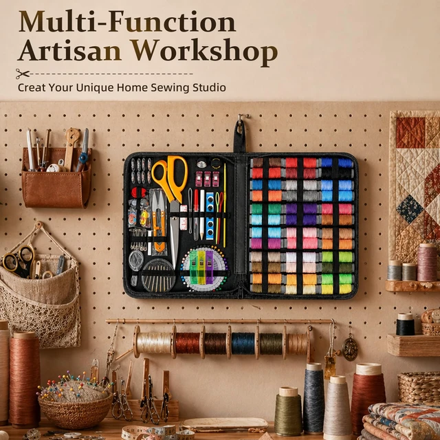 Alt view image 7 of 7 - 205 PCS Sewing Kit for Adults with Portable Handbag, Black | Premium Needle And Thread Kit With Beautiful Gift Box For Beginners, Home, Travel, DIY And Repair