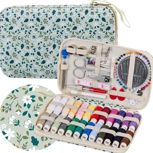Main image of Travel Sewing Kit with 24 Sewing Thread & Heavy Duty Sewing Needles | Printing Floral Refreshing Cute Sewing Kit for Adults Beginners,Basic Professional Sewing Supplies with 130PCS Accessories