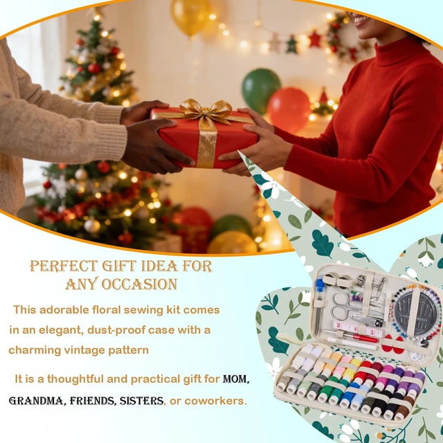Alt view image 6 of 7 - Travel Sewing Kit with 24 Sewing Thread & Heavy Duty Sewing Needles | Printing Floral Refreshing Cute Sewing Kit for Adults Beginners,Basic Professional Sewing Supplies with 130PCS Accessories