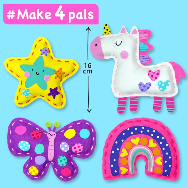 Alt view image 2 of 7 - Unicorn Sewing Kit for Kids Ages 4-8 - 4 Beginner Projects | Sewing Craft Kit for Girls. 4 Easy DIY Projects with Felt Stickers. No Mess Arts and Crafts Gift for Girls.