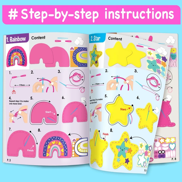 Alt view image 7 of 7 - Unicorn Sewing Kit for Kids Ages 4-8 - 4 Beginner Projects | Sewing Craft Kit for Girls. 4 Easy DIY Projects with Felt Stickers. No Mess Arts and Crafts Gift for Girls.