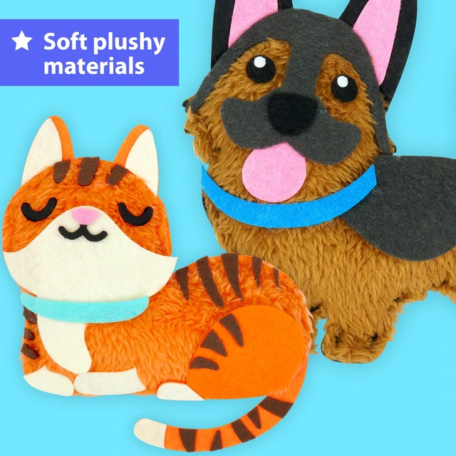 Alt view image 6 of 7 - Puppy & Kitten Sewing Kit for Kids Ages 6+ | 8 Dolls | Sew 8 dog & cat stuffed dolls. Instructions & felt included. Great beginner gift for girls & boys learning to sew