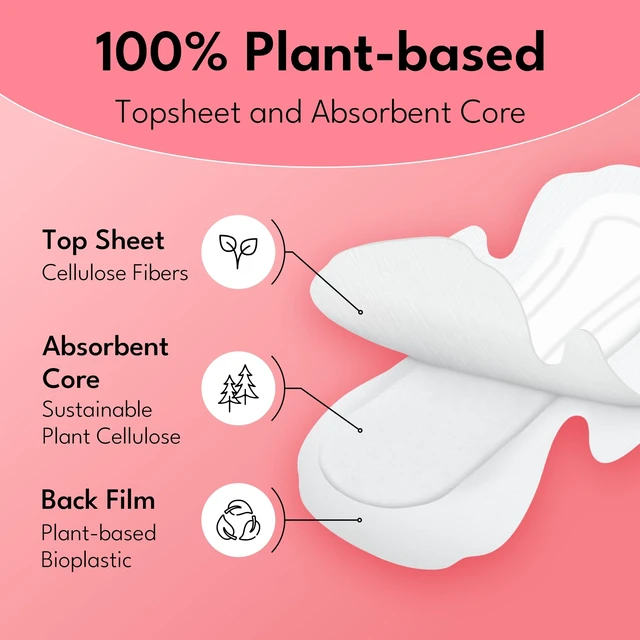 Alt view image 7 of 7 - Sanitary Pads for Women Overnight, Plant-Based Maxi Pads with Wings | Feminine Pads | Organic Pads | Period Pad Softer Than Cotton Pads, Heavy Absorbency, Unscented (Overnight Pads, 10 Count)