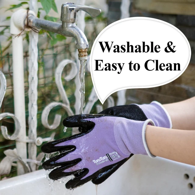 Alt view image 6 of 6 - Gardening Gloves for Women, 2 Pairs, Small, Pink&Green | Hyaluronic Acid Moisturizing Gloves,Breathable Nitrile-Coated Grip,Latex-Free Touchscreen, for Weeding, Planting & Yard Work