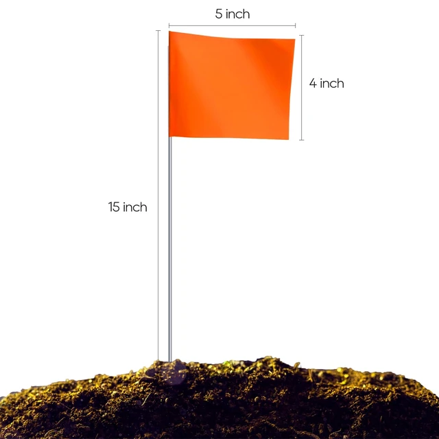 Alt view image 2 of 6 - 50Pack Fluorescent Orange Marking Flags, 15x4x5 In Yard Flag for Lawn | Writable Marker Flags , for Lawn & Irrigation & Landscape & Sprinkler & Survey & Dog Training.