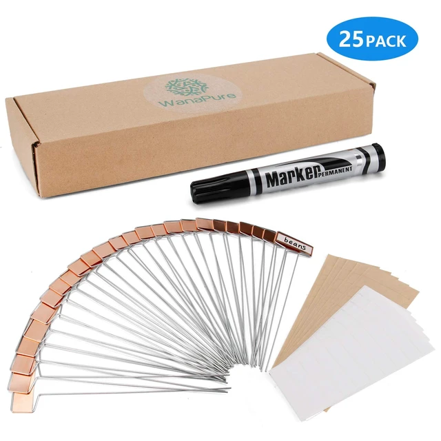Alt view image 2 of 7 - 25PCS Copper Metal Plant Tags Plant Labels with 50Pcs Labels, Rainproof PET Film & Permanent Pen, 10" Weatherproof Banner Garden Markers, Marking Protection Seedling Signs Nursery Tags