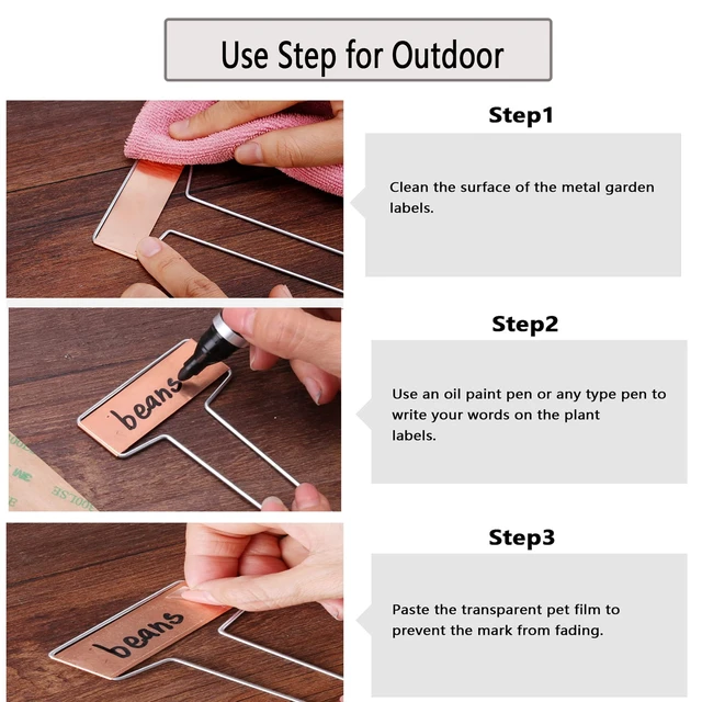 Alt view image 5 of 7 - 25PCS Copper Metal Plant Tags Plant Labels with 50Pcs Labels, Rainproof PET Film & Permanent Pen, 10" Weatherproof Banner Garden Markers, Marking Protection Seedling Signs Nursery Tags