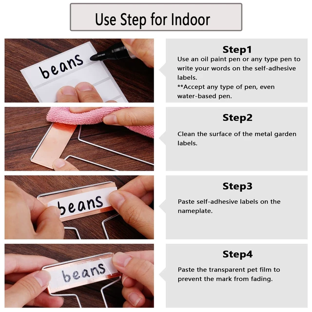 Alt view image 6 of 7 - 25PCS Copper Metal Plant Tags Plant Labels with 50Pcs Labels, Rainproof PET Film & Permanent Pen, 10" Weatherproof Banner Garden Markers, Marking Protection Seedling Signs Nursery Tags