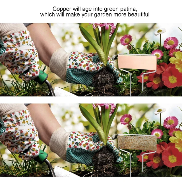 Alt view image 7 of 7 - 25PCS Copper Metal Plant Tags Plant Labels with 50Pcs Labels, Rainproof PET Film & Permanent Pen, 10" Weatherproof Banner Garden Markers, Marking Protection Seedling Signs Nursery Tags
