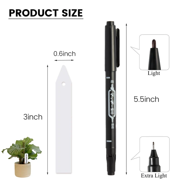 Alt view image 3 of 6 - Plant Labels, 100Pcs 3-Inch Plastic Plant Tags with Maker Pen | Waterproof & Sturdy Plant Labels, Perfect for Identifying Seedlings, Flowers and Vegetables, White