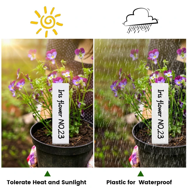 Alt view image 5 of 6 - Plant Labels, 100Pcs 3-Inch Plastic Plant Tags with Maker Pen | Waterproof & Sturdy Plant Labels, Perfect for Identifying Seedlings, Flowers and Vegetables, White