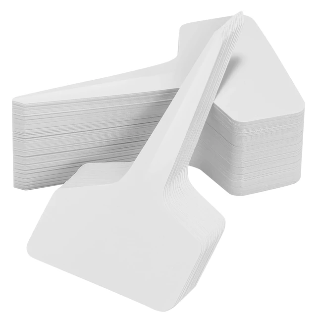 Alt view image 7 of 7 - 200 PCS Plant Labels T-Shape, 4 Inch Potted Plant Name Tags Plastic, White | Seedlings Seed Markers Nursery Plant Stake Tag with Marking Pen for Outdoor Indoor Garden Patio Flower Vegetable