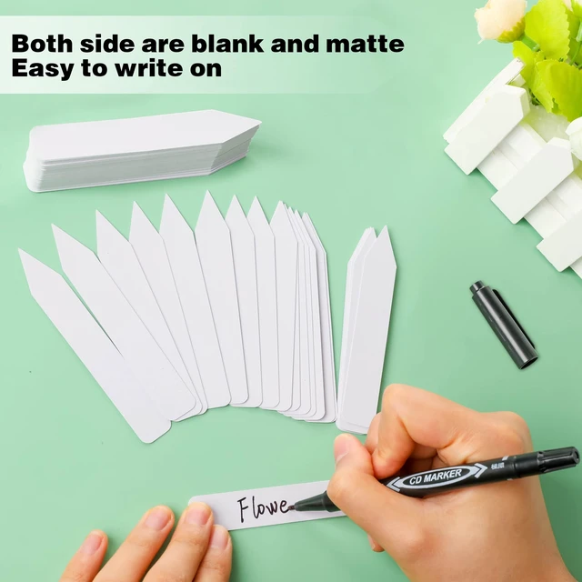 Alt view image 3 of 7 - Plant Labels 4 Inch 500Pcs Plastic Plant Name Tags for Seedlings | Garden Markers, Nursery Seed Label Stakes with Permanent Marking Pen, For Outdoor Garden