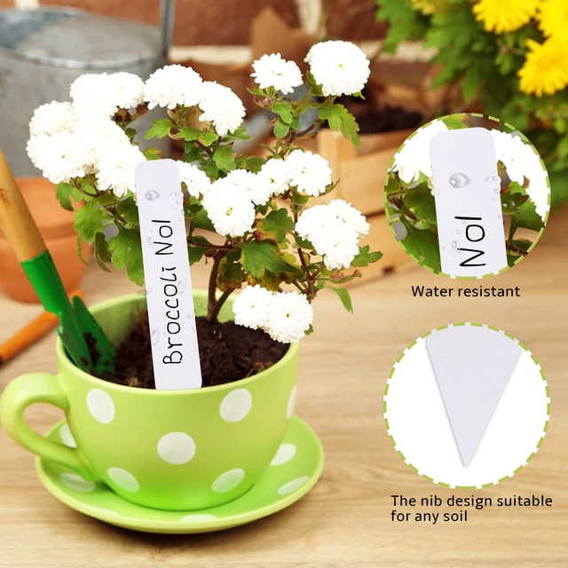 Alt view image 4 of 7 - Plant Labels 4 Inch 500Pcs Plastic Plant Name Tags for Seedlings | Garden Markers, Nursery Seed Label Stakes with Permanent Marking Pen, For Outdoor Garden