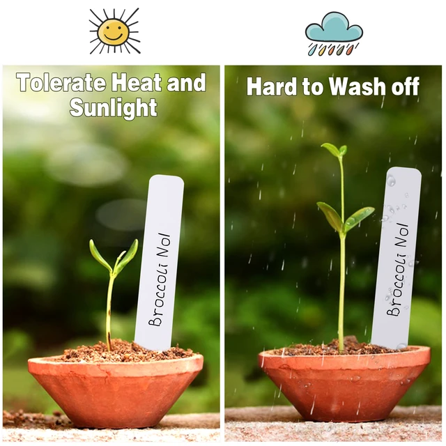 Alt view image 5 of 7 - Plant Labels 4 Inch 500Pcs Plastic Plant Name Tags for Seedlings | Garden Markers, Nursery Seed Label Stakes with Permanent Marking Pen, For Outdoor Garden