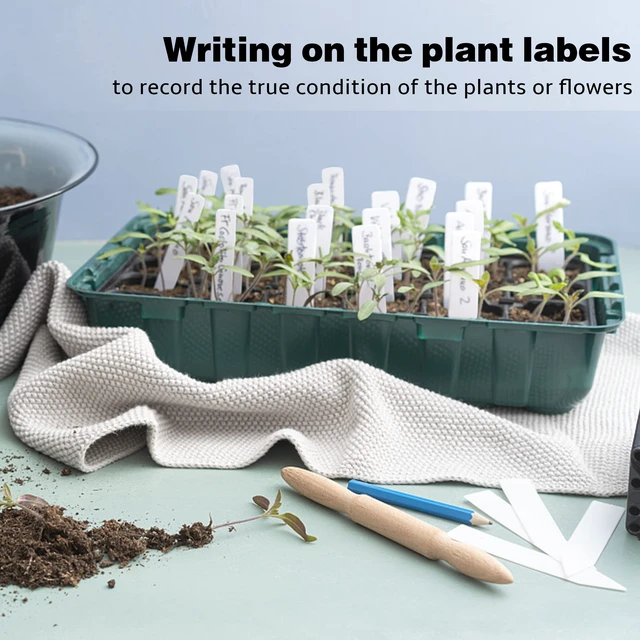 Alt view image 7 of 7 - Plant Labels 4 Inch 500Pcs Plastic Plant Name Tags for Seedlings | Garden Markers, Nursery Seed Label Stakes with Permanent Marking Pen, For Outdoor Garden