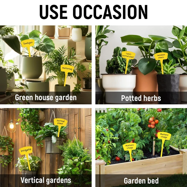 Alt view image 3 of 6 - Plant Labels60 Pcs Yuanling Plant Markers Large Plastic Plant Tags T-Type Waterproof Garden Labels for Outdoor Indoor Potted Plants Flowers Seeds Herbs with Garden Marker Pen