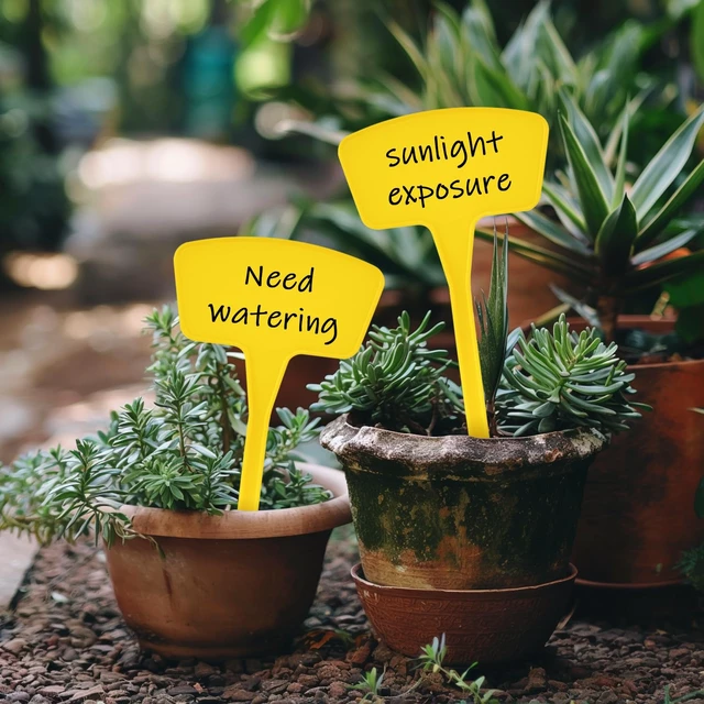 Alt view image 5 of 6 - Plant Labels60 Pcs Yuanling Plant Markers Large Plastic Plant Tags T-Type Waterproof Garden Labels for Outdoor Indoor Potted Plants Flowers Seeds Herbs with Garden Marker Pen